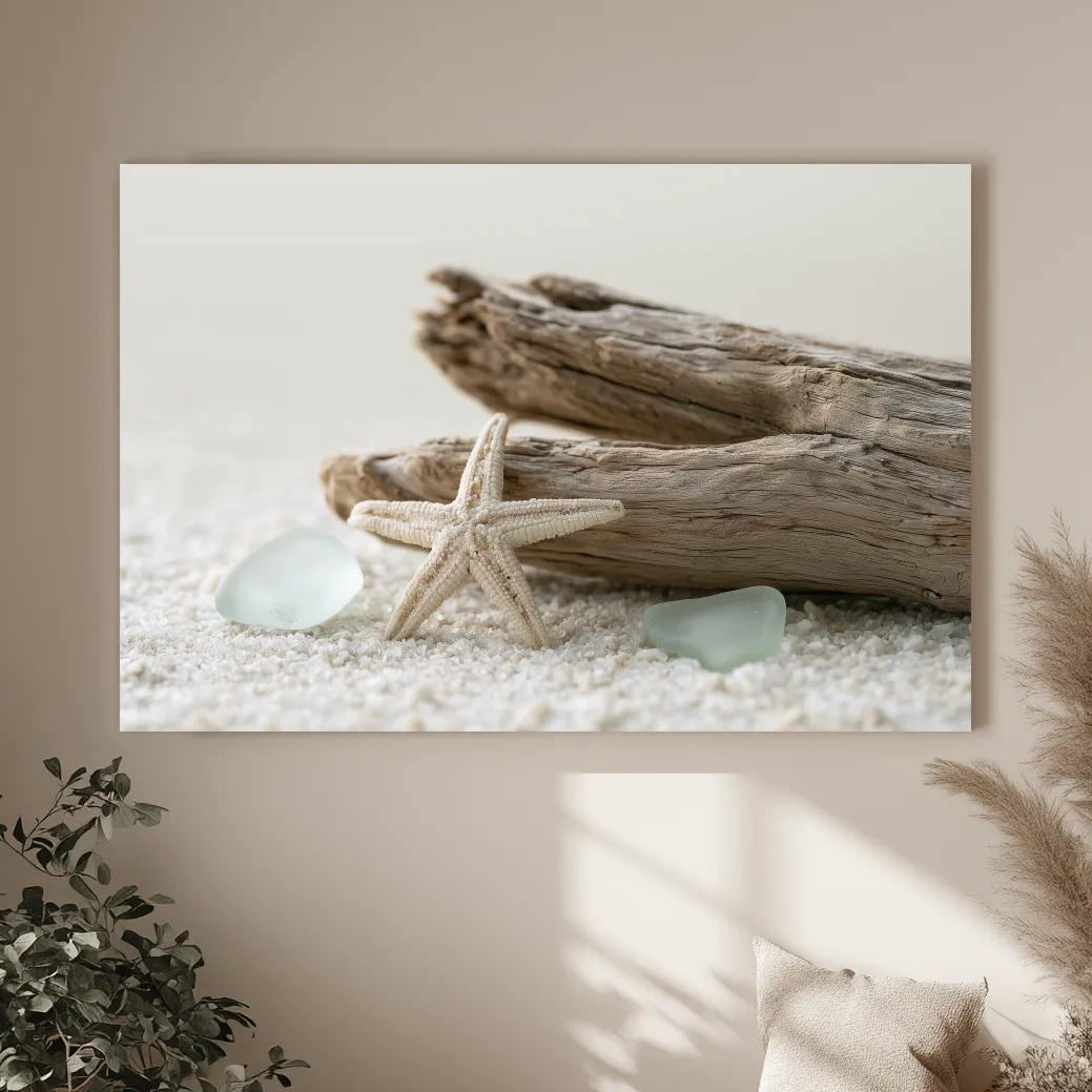 Driftwood Starfish Sea Glass Still Life - Beach Photographic Wall Art