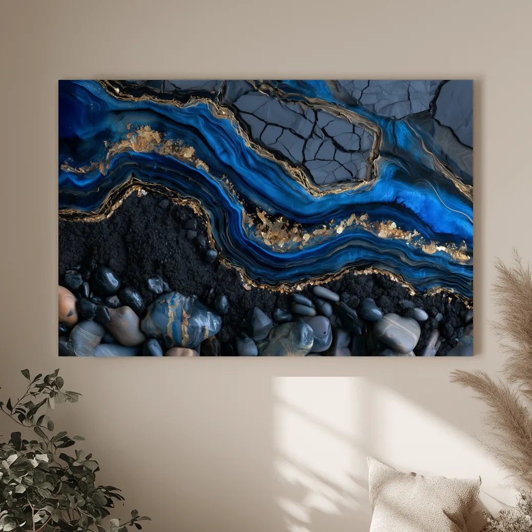 Oceanic Geode Pebble Strata - Abstract Natural Stone Wall Art