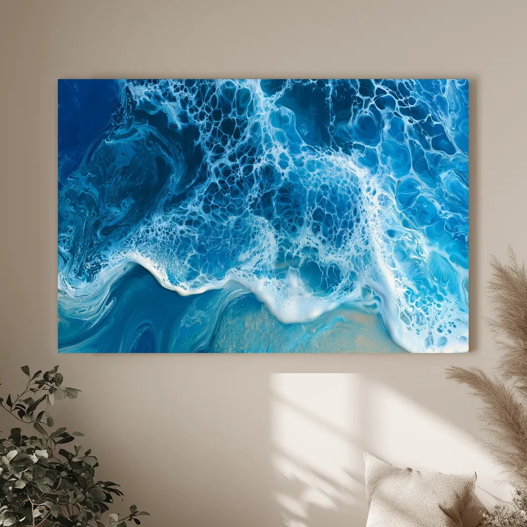 Ocean Wave Acrylic Pour - Abstract Mixed Media Wall Art