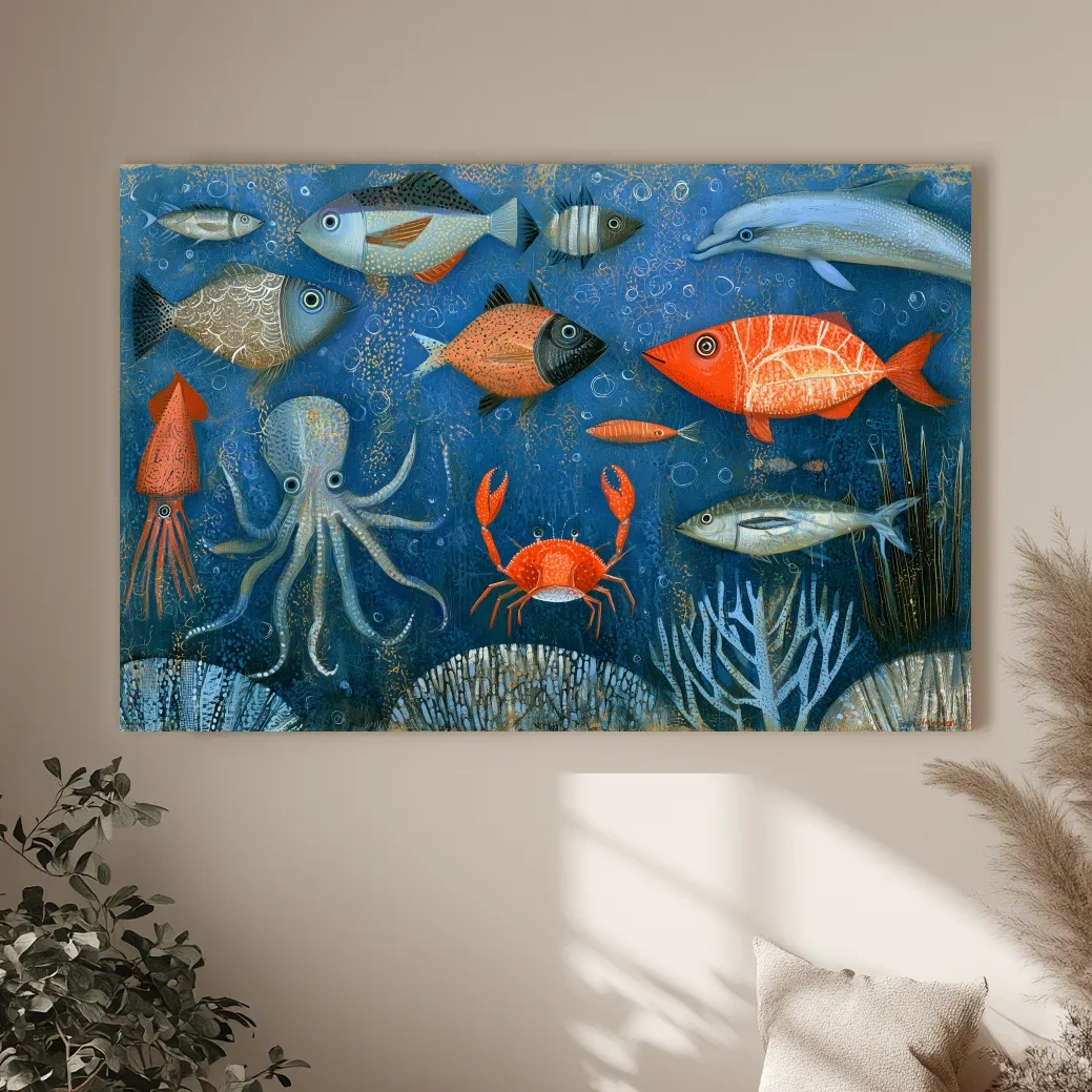Whimsical Underwater  Painting - Quirky Marine Life Art