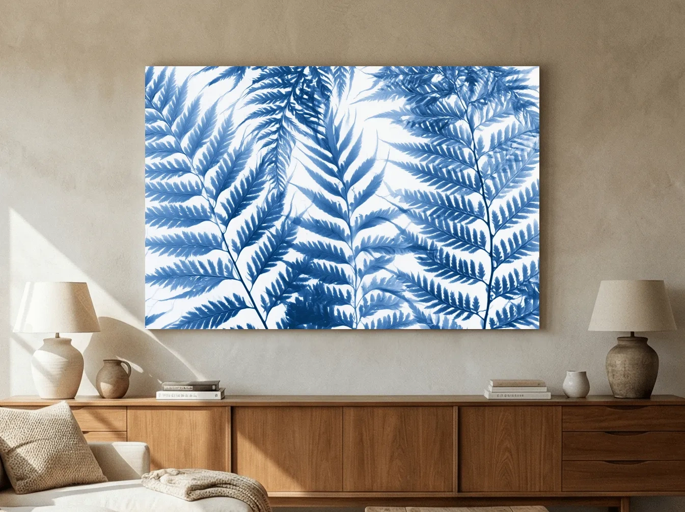 Cyanotype Seaweed Botanical Illustration - Minimalist Hamptons Wall Art