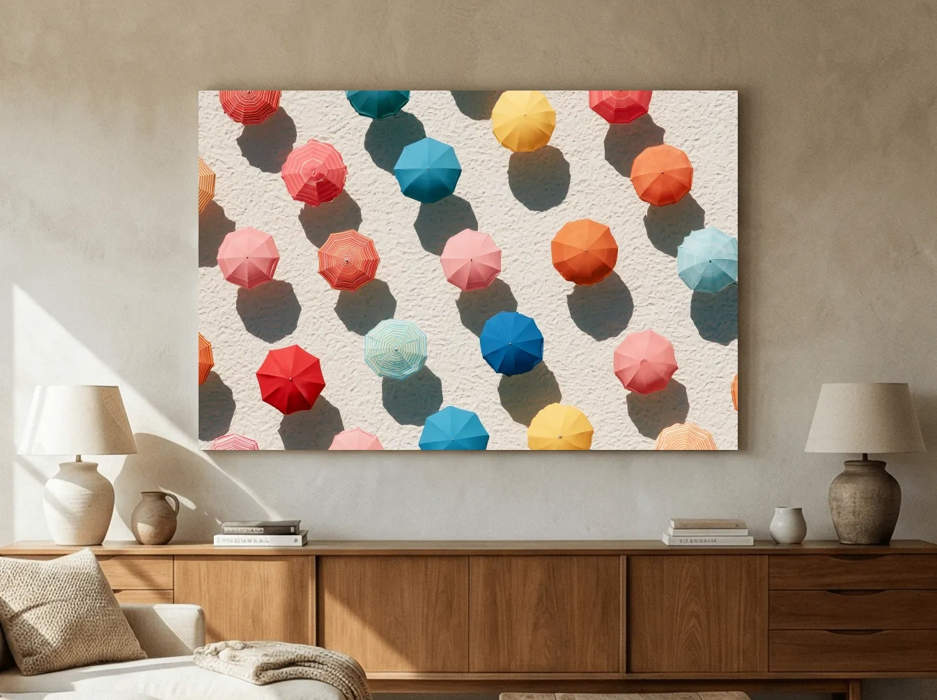 Abstract Aerial Beach Umbrellas - Geometric Painting Wall Art