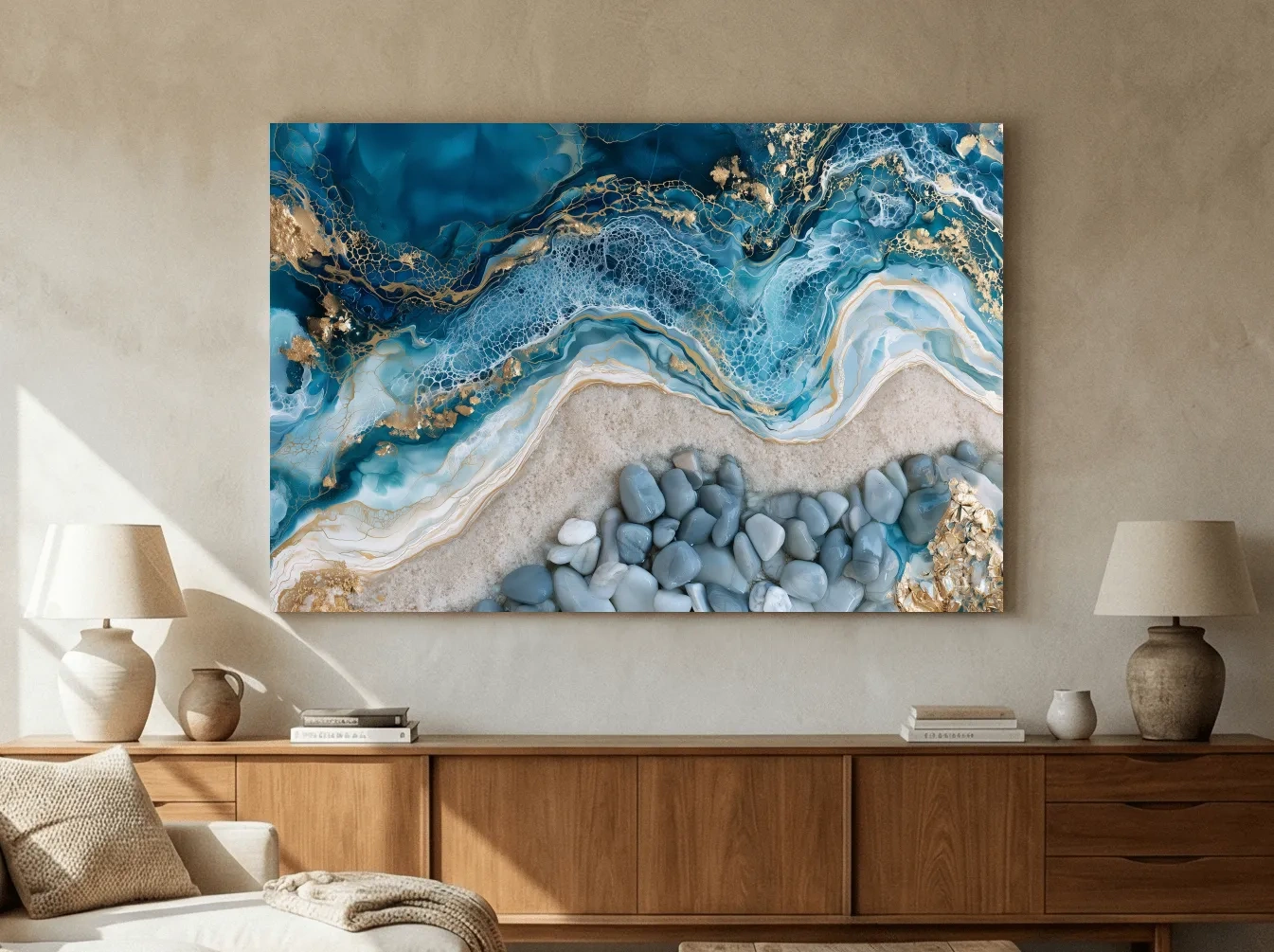 Geode Pebble Shoreline Design - Abstract Natural Stone Wall Art