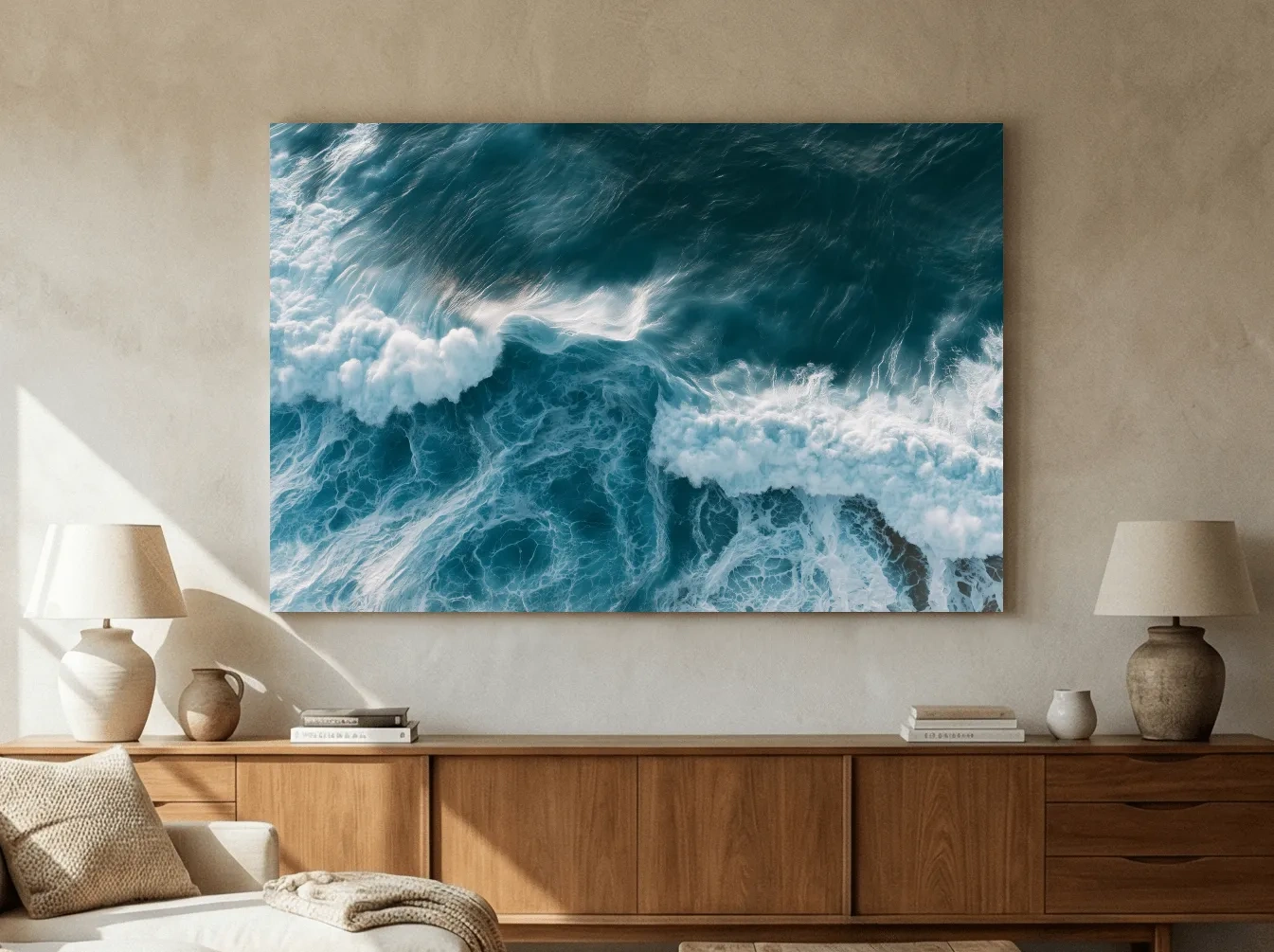 Aerial Crashing Waves - Abstract Photographic Ocean Wall Art
