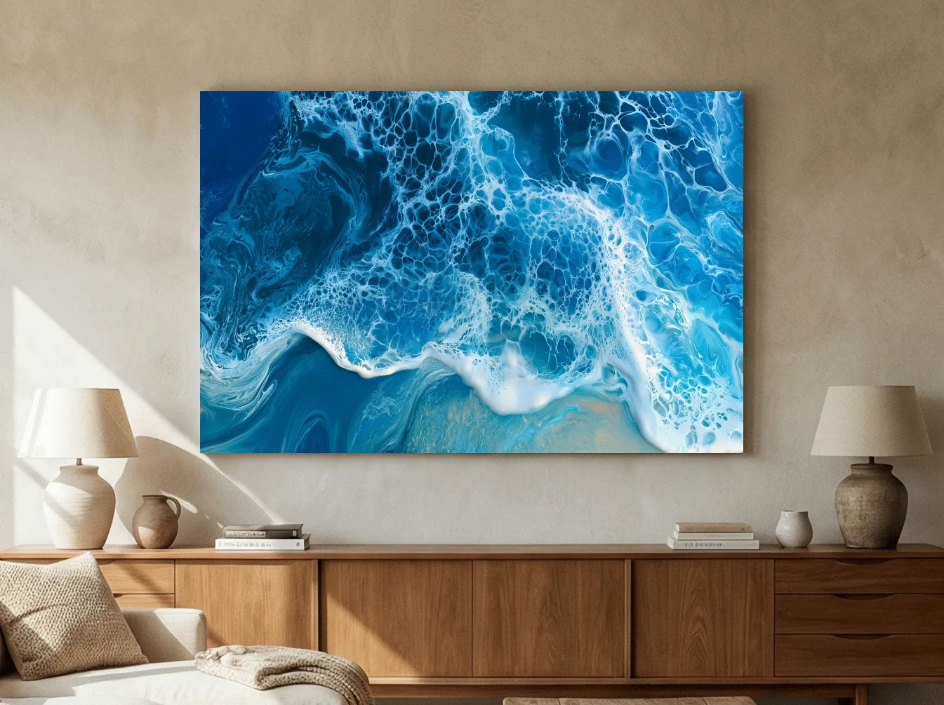 Ocean Wave Acrylic Pour - Abstract Mixed Media Wall Art
