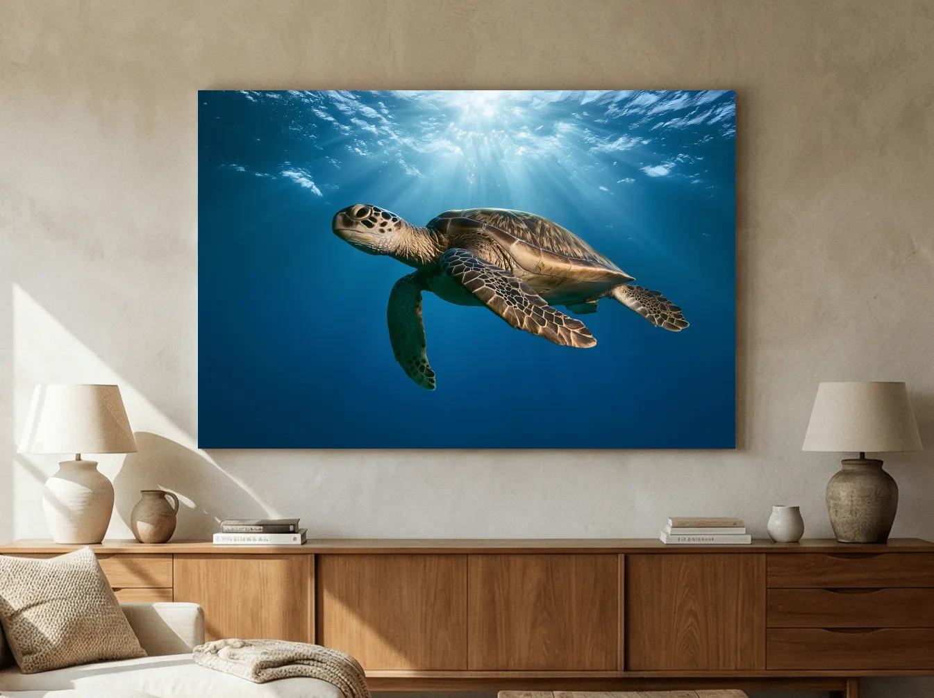 Majestic Sea Turtle Underwater Photography - Marine Life Wall Art