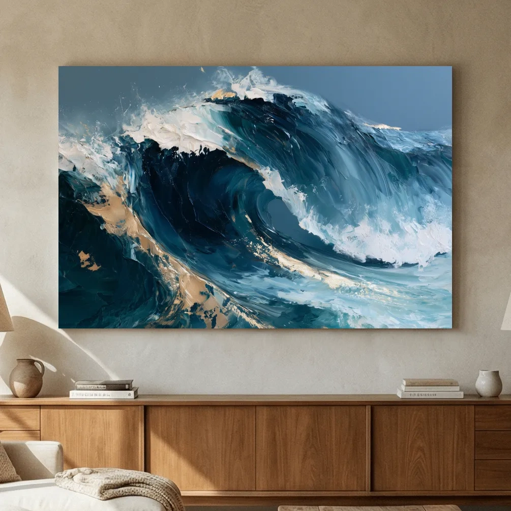 Abstract Crashing Ocean Wave - Dramatic Ocean Oil Painting Wall Art