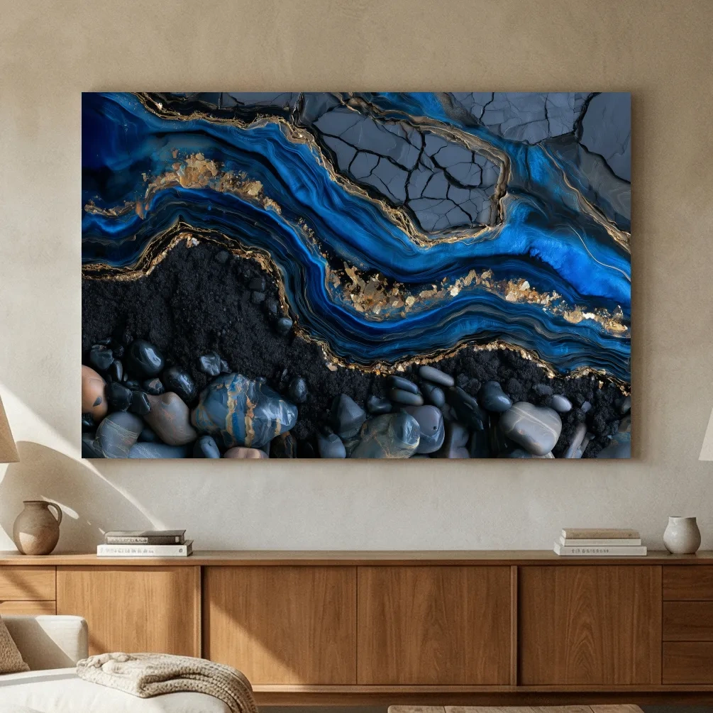 Oceanic Geode Pebble Strata - Abstract Natural Stone Wall Art