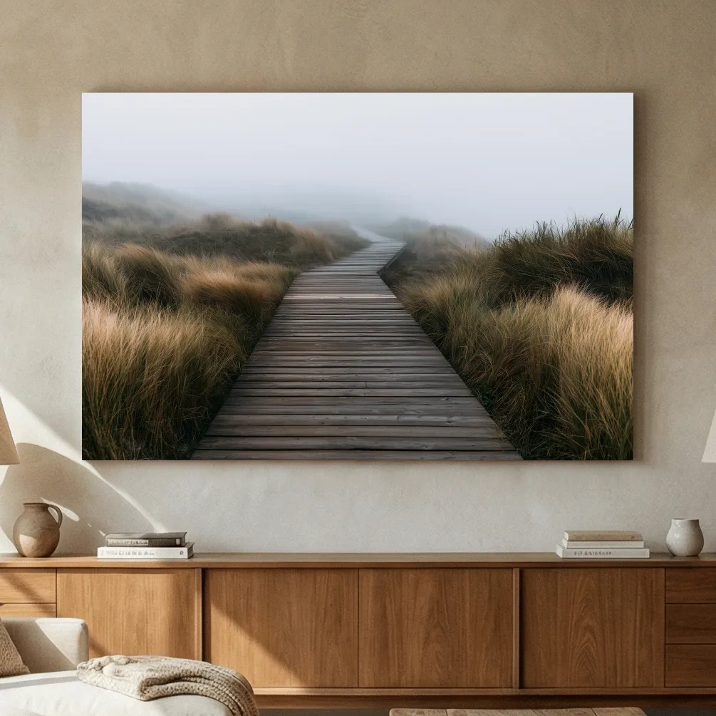 Misty Dune Boardwalk - Boho Photographic Beach Wall Art