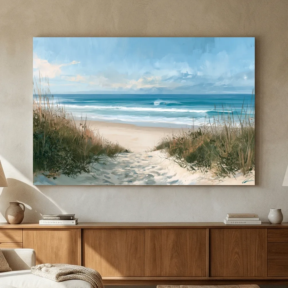 Serene Beach Seascape Painting - Ocean Landscape Wall Art