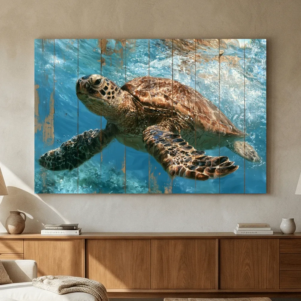 Underwater Sea Turtle Painting - Marine Life Wall Art