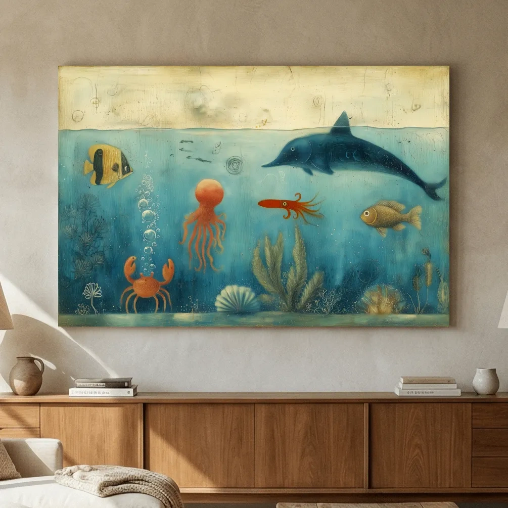 Whimsical Underwater Painting - Marine Life Nursery Wall Art