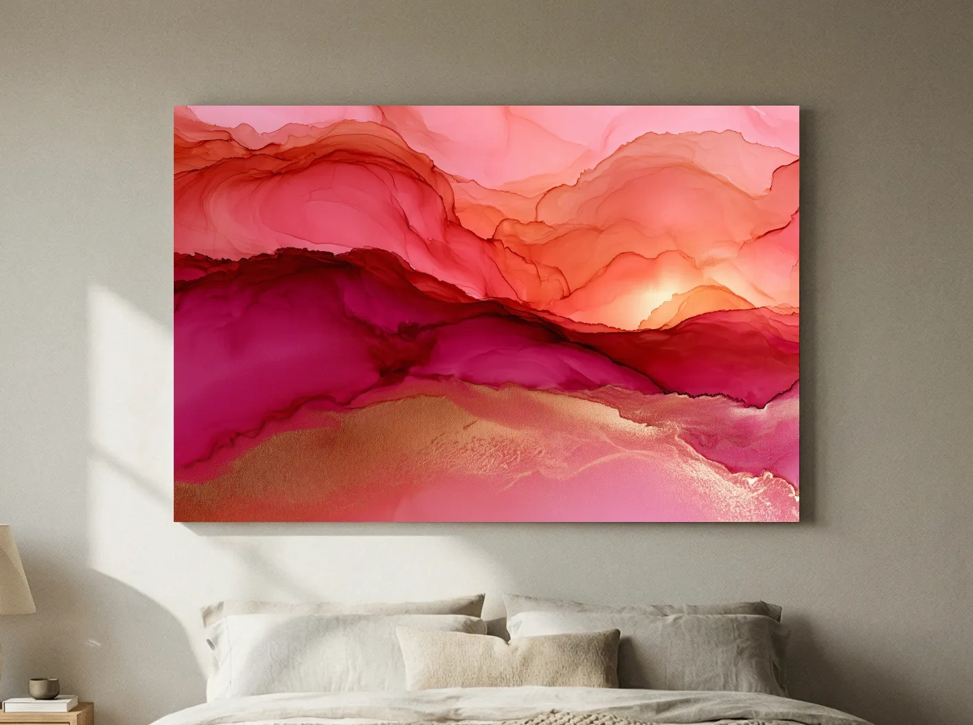 Abstract Agate Sunset Landscape - Surreal Mixed Media Wall Art