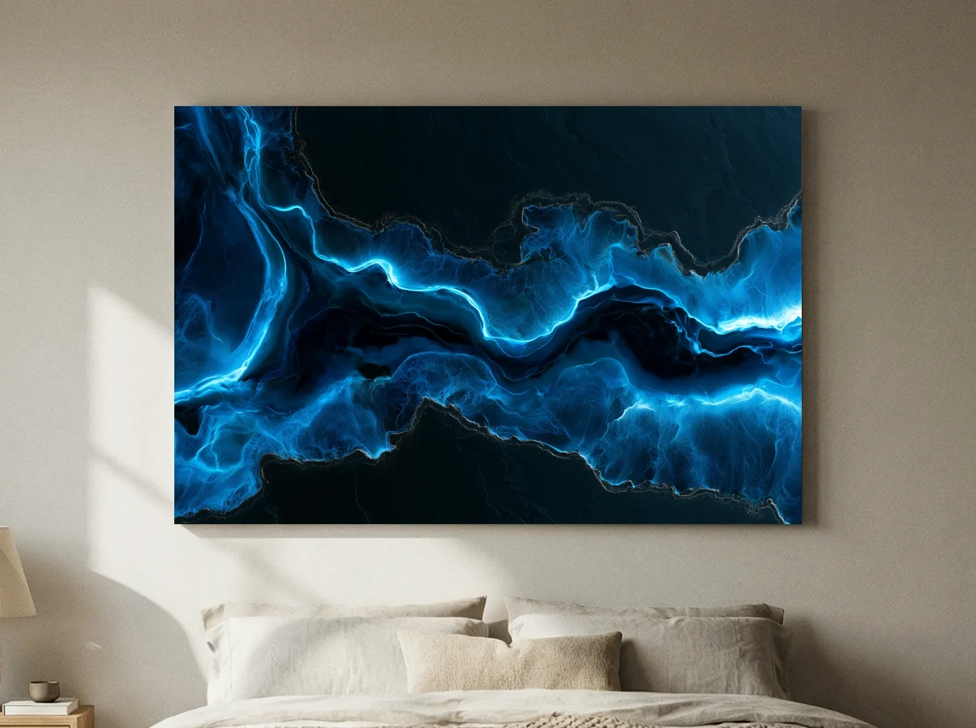 Glowing Ocean Geode Abstract - Dramatic Natural Mineral Wall Art