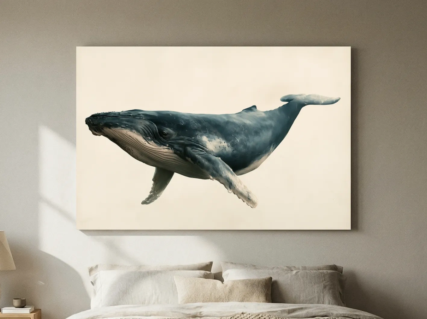 Minimalist Humpback Whale Illustration - Hamptons Marine Life Wall Art