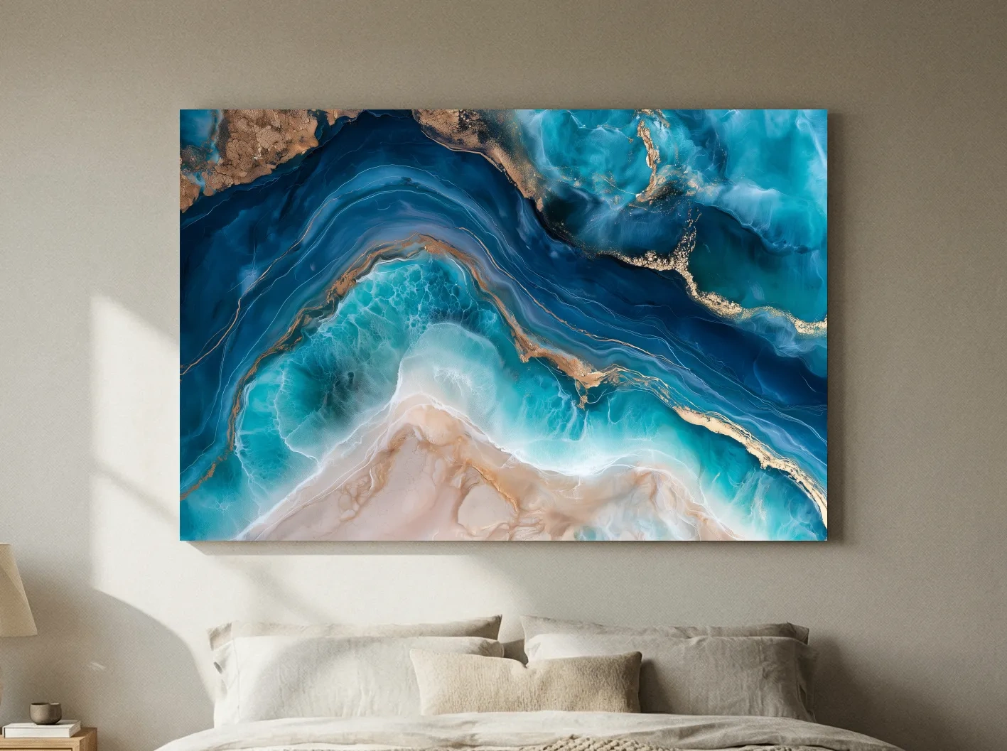 Ocean Geode Resin Abstract - Natural Mineral Wall Art