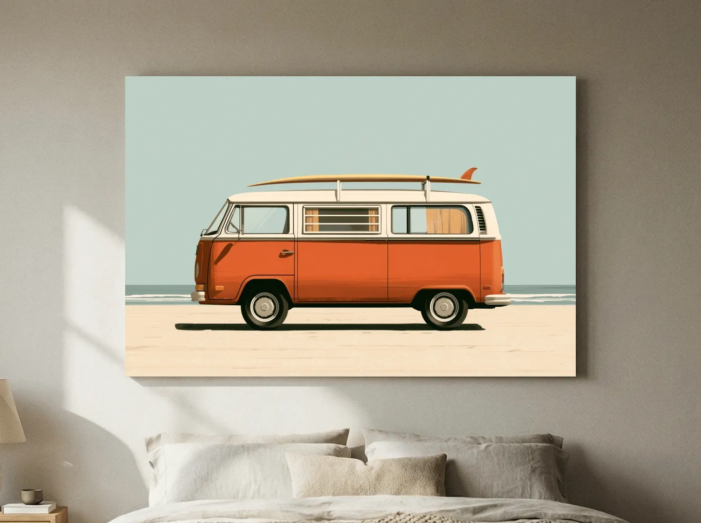 Surf Van Illustration - Retro Beach Wall Art