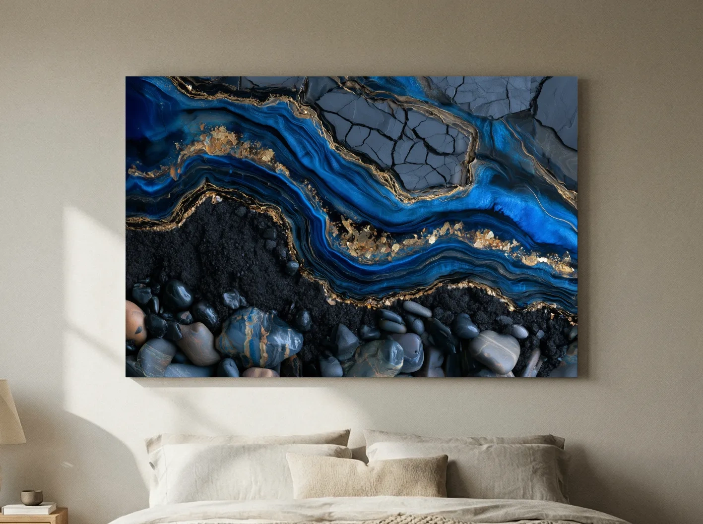 Oceanic Geode Pebble Strata - Abstract Natural Stone Wall Art