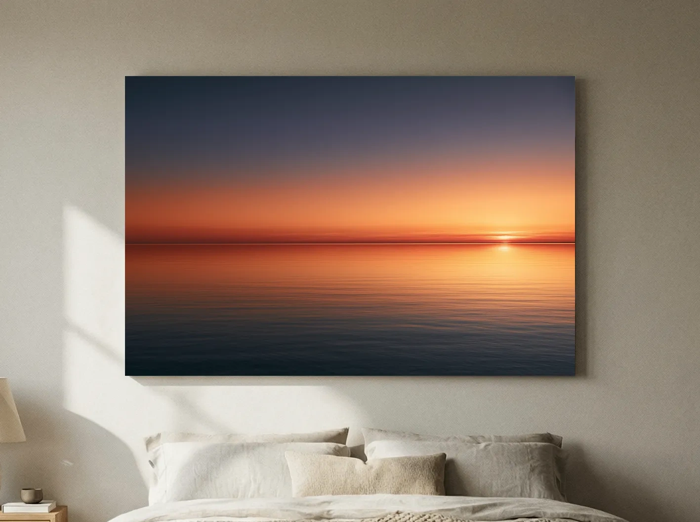Minimalist Golden Sunset Horizon - Photographic Ocean Wall Art