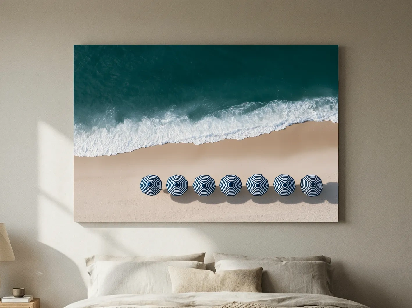 Beach Umbrellas Aerial Photograph - Coastal Wall Art