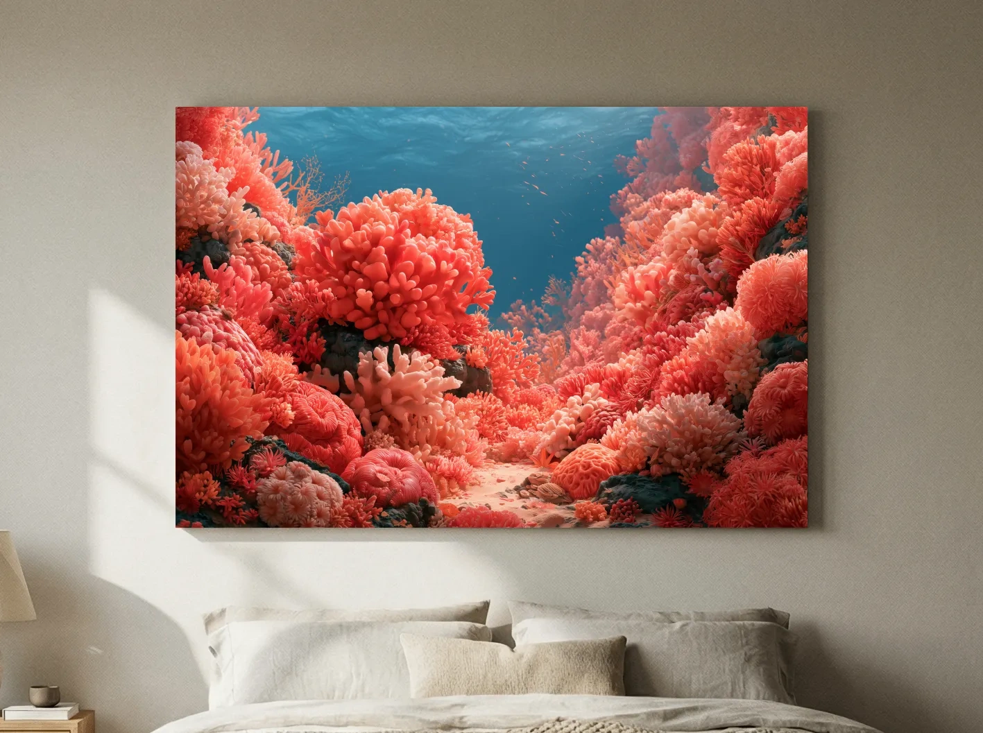 Vibrant Coral Reef Illustration - Underwater Marine Life Wall Art