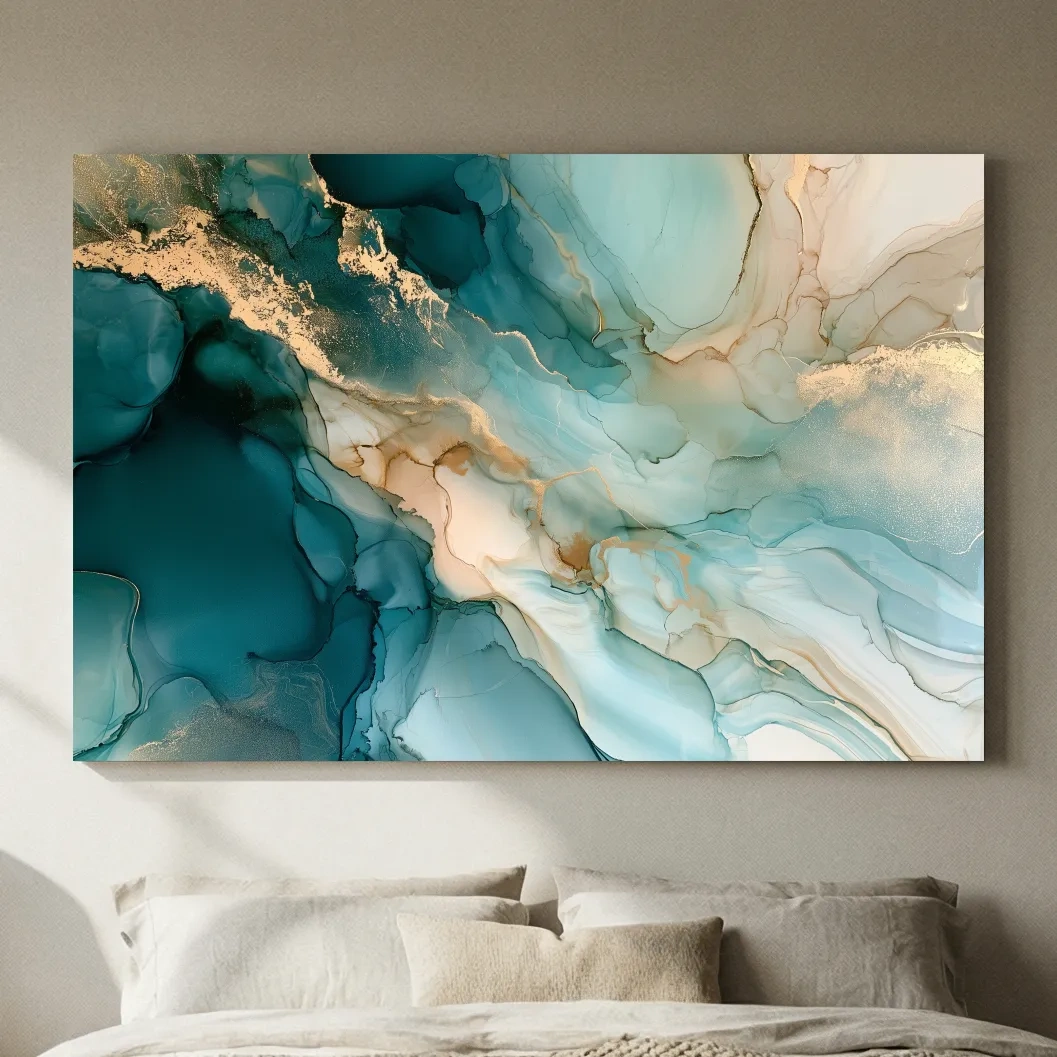 Alcohol Ink Abstract Painting - Luxurious Coastal Wall Art