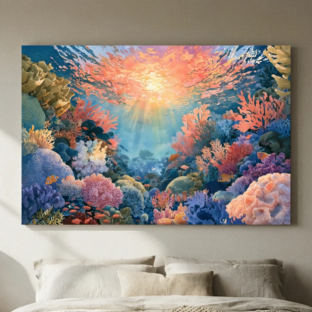 Vibrant Coral Reef Painting - Underwater Wall Art