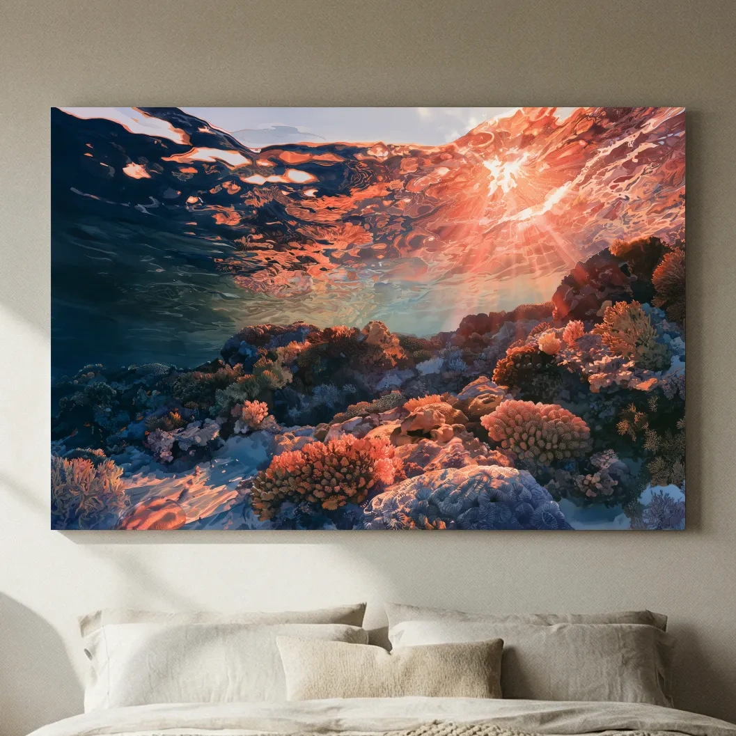 Sunlit Coral Reef Seascape - Serene Underwater Artwork