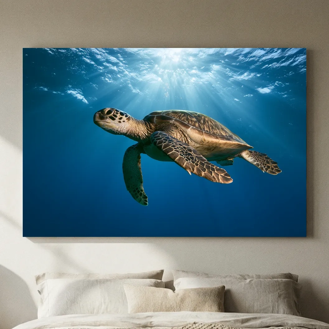 Majestic Sea Turtle Underwater Photography - Marine Life Wall Art