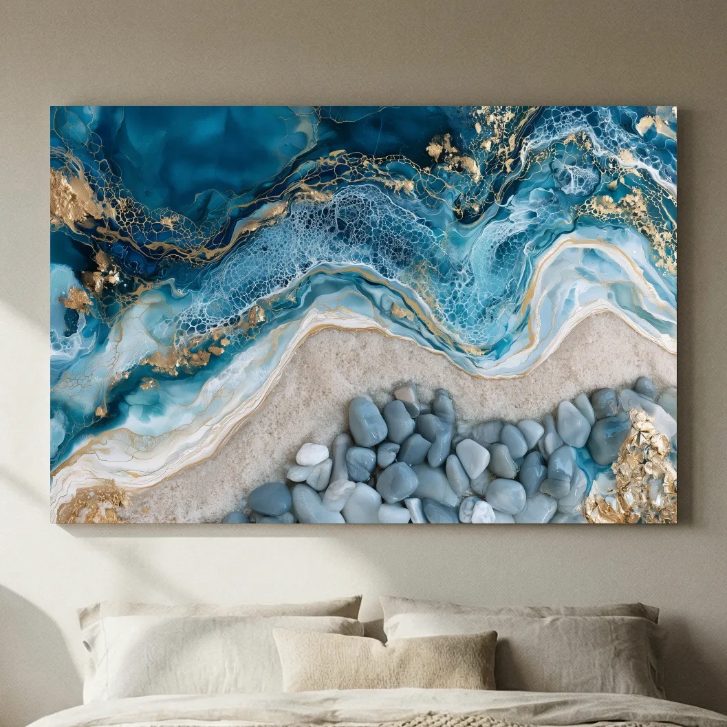 Geode Pebble Shoreline Design - Abstract Natural Stone Wall Art