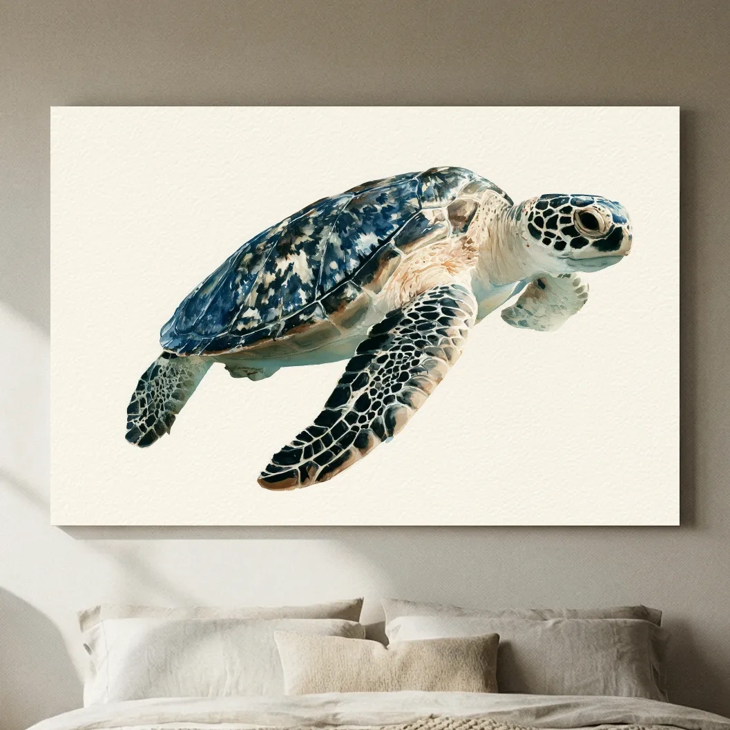 Sea Turtle Watercolour - Minimalist Marine Life Wall Art