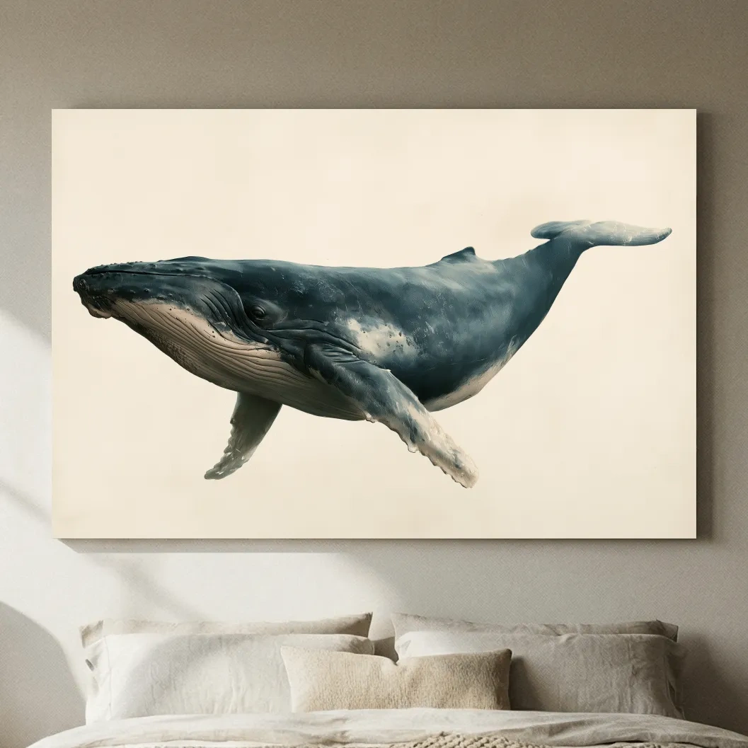 Minimalist Humpback Whale Illustration - Hamptons Marine Life Wall Art