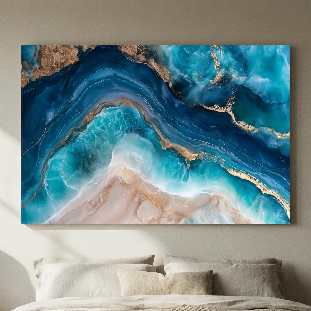 Ocean Geode Resin Abstract - Natural Mineral Wall Art