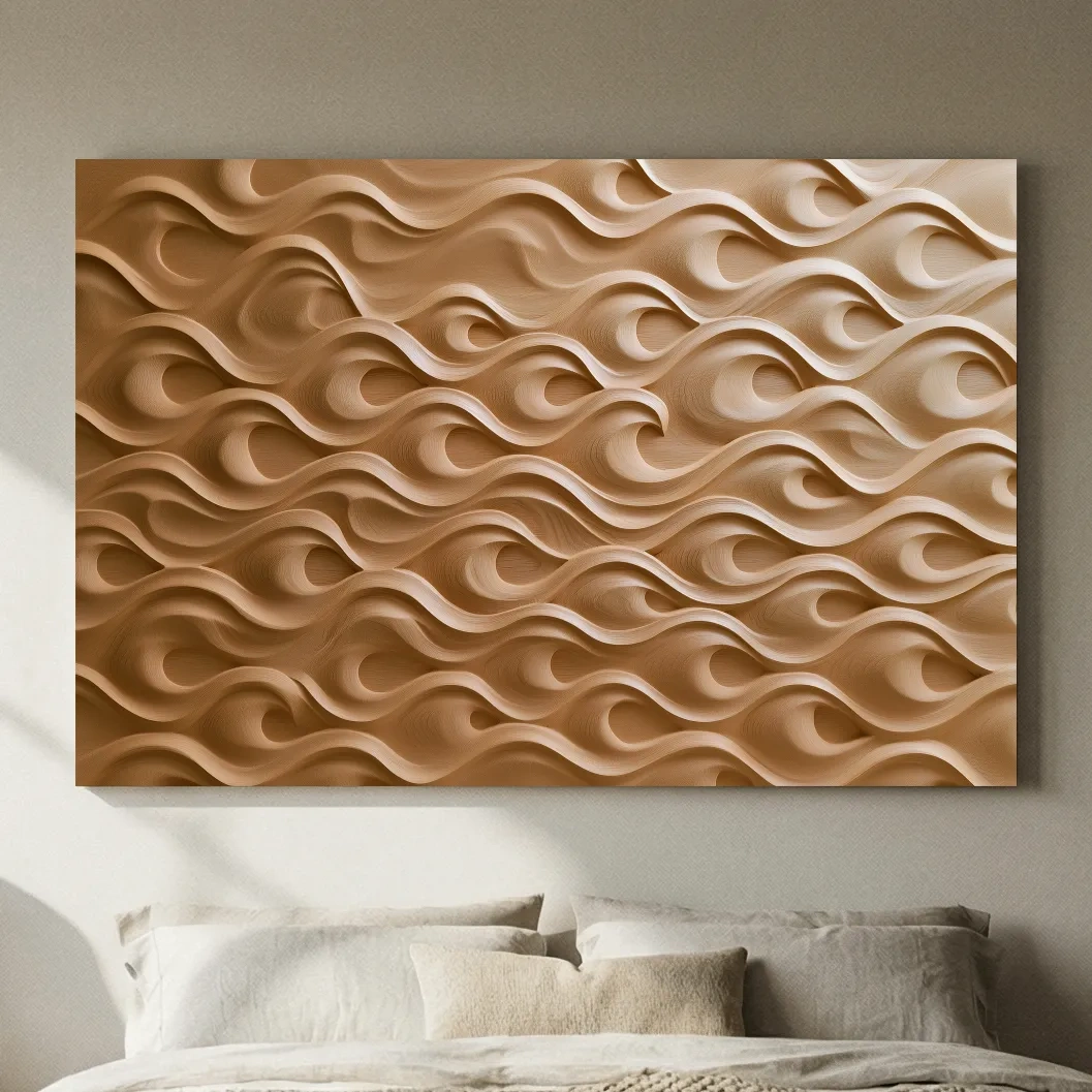 Layered Sand Strata Waves - Organic Mixed Media Wall Art