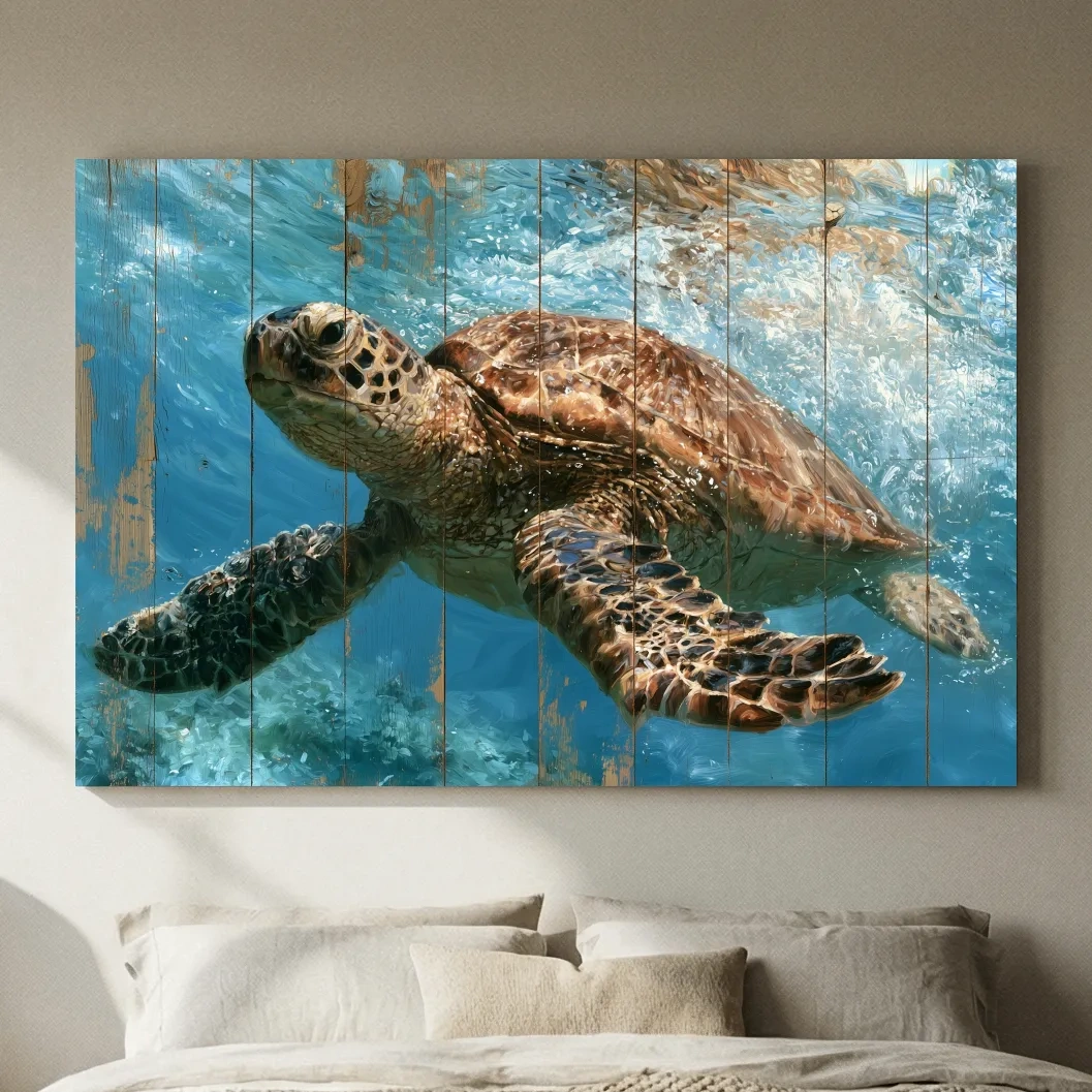 Underwater Sea Turtle Painting - Marine Life Wall Art