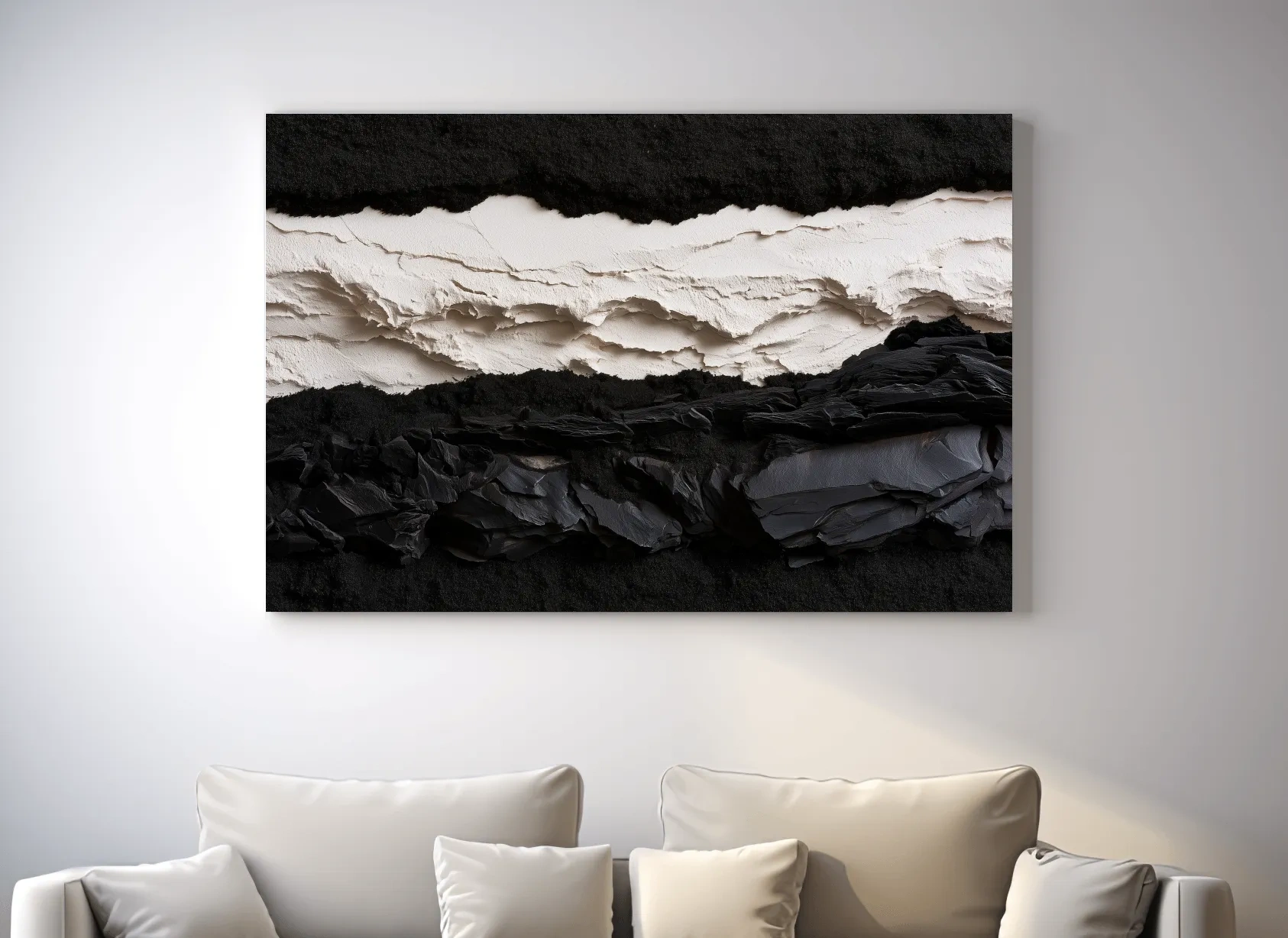 Layered Stone Strata Design - Abstract Mixed Media Wall Art