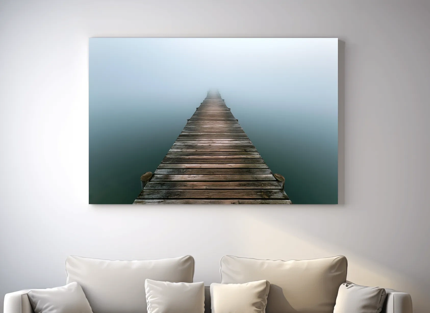 Misty Weathered Fishing Pier - Minimalist Photographic Wall Art