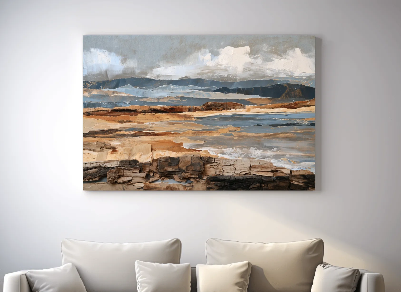 Layered Coastal Strata Landscape - Abstract Natural Elements Wall Art