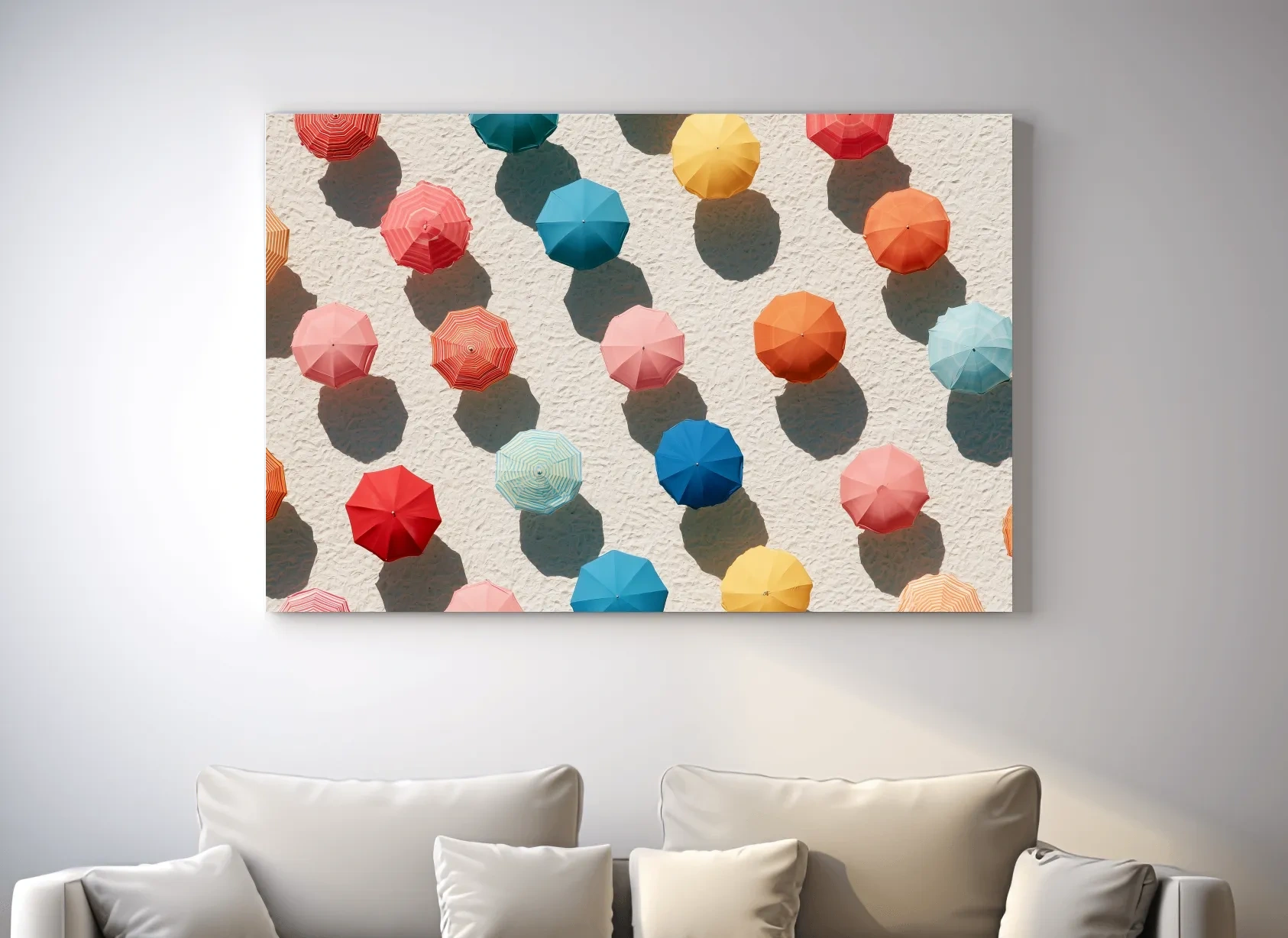 Abstract Aerial Beach Umbrellas - Geometric Painting Wall Art