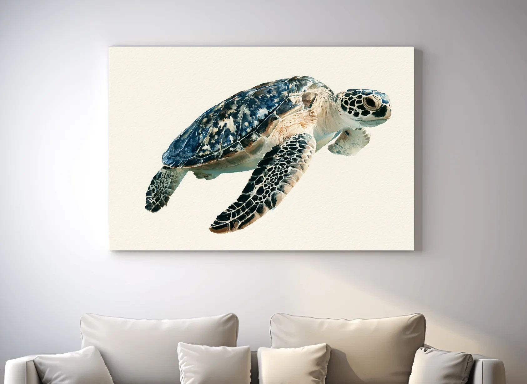 Sea Turtle Watercolour - Minimalist Marine Life Wall Art