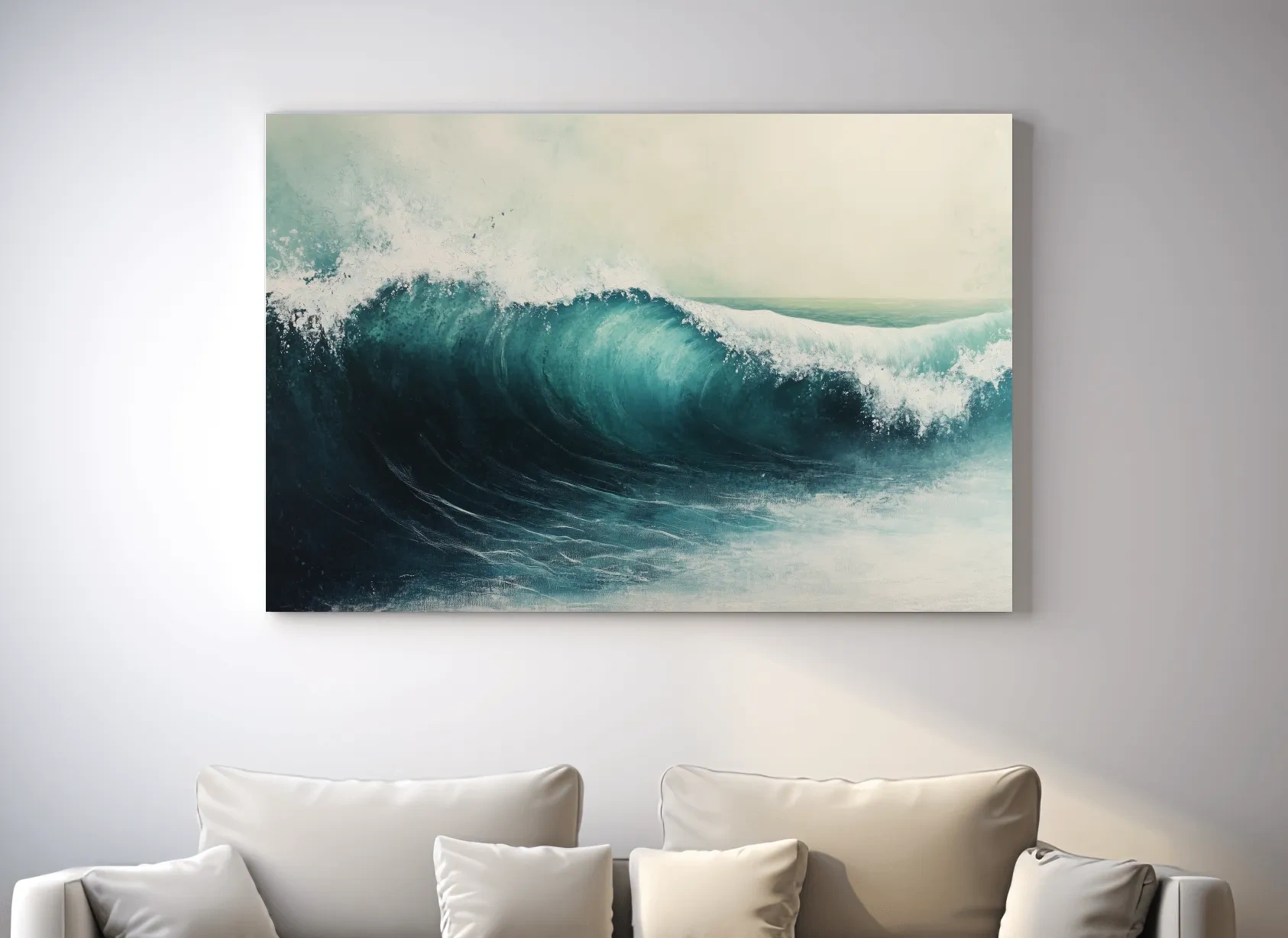 Moody Crashing Wave Painting - Ocean Seascape Wall Art