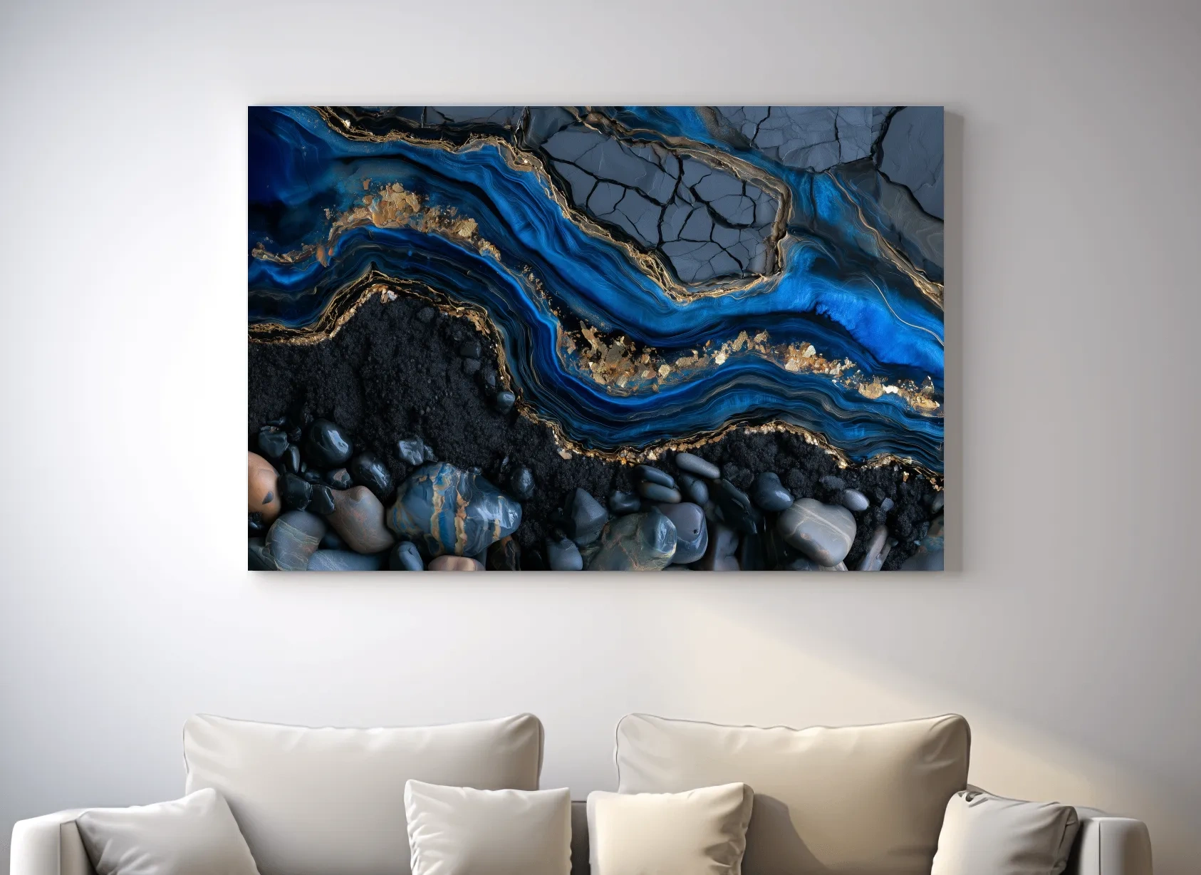 Oceanic Geode Pebble Strata - Abstract Natural Stone Wall Art