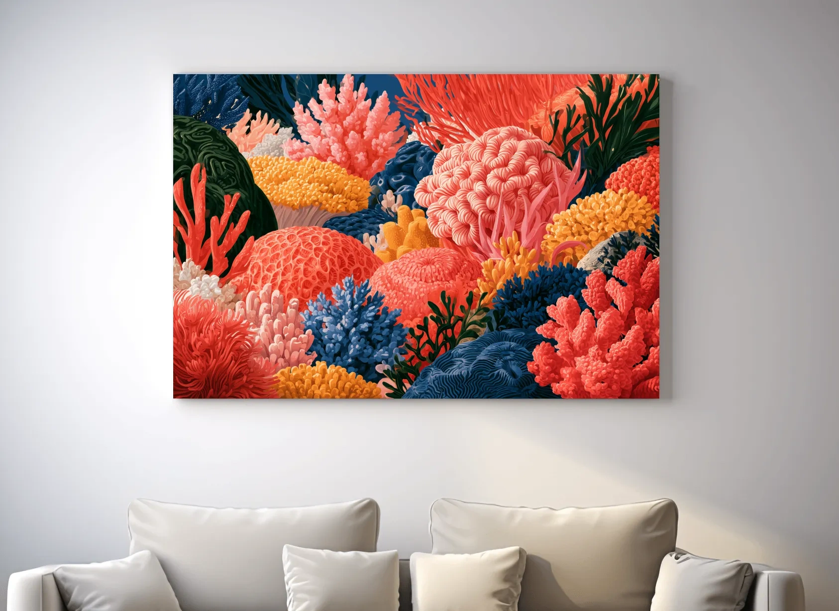 Vibrant Coral Reef Illustration Artwork - Ocean Wall Art