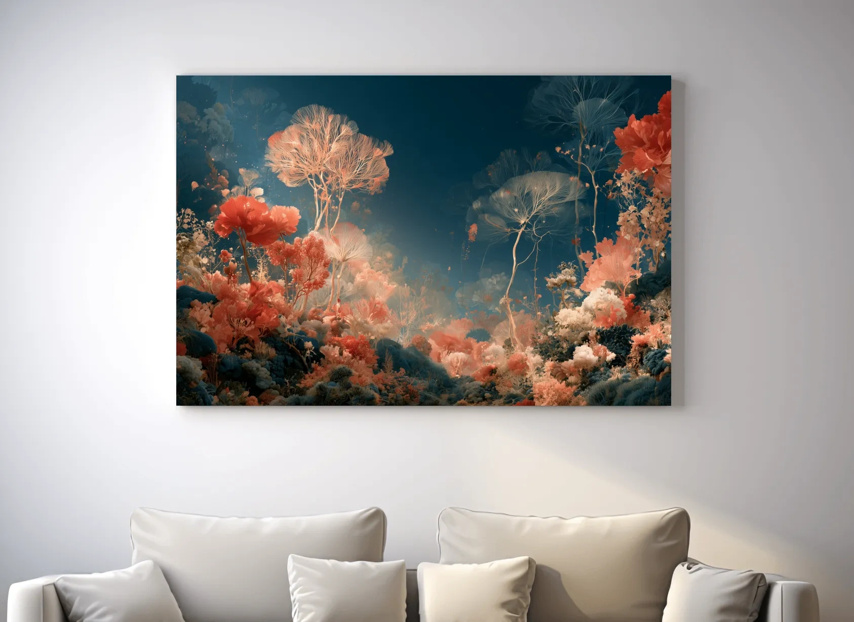 Fantasy Coral Garden Artwork - Elegant Underwater Wall Art