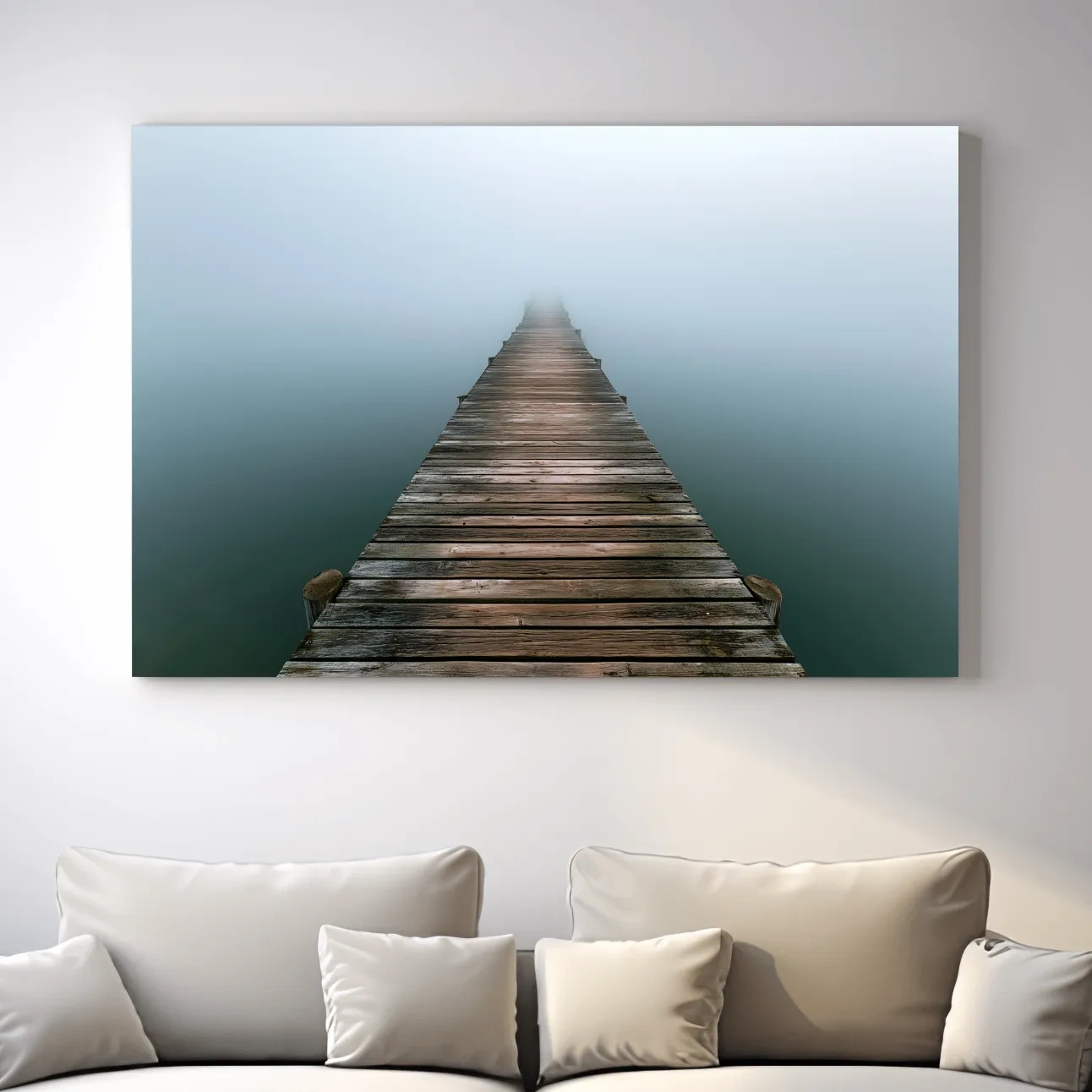 Misty Weathered Fishing Pier - Minimalist Photographic Wall Art