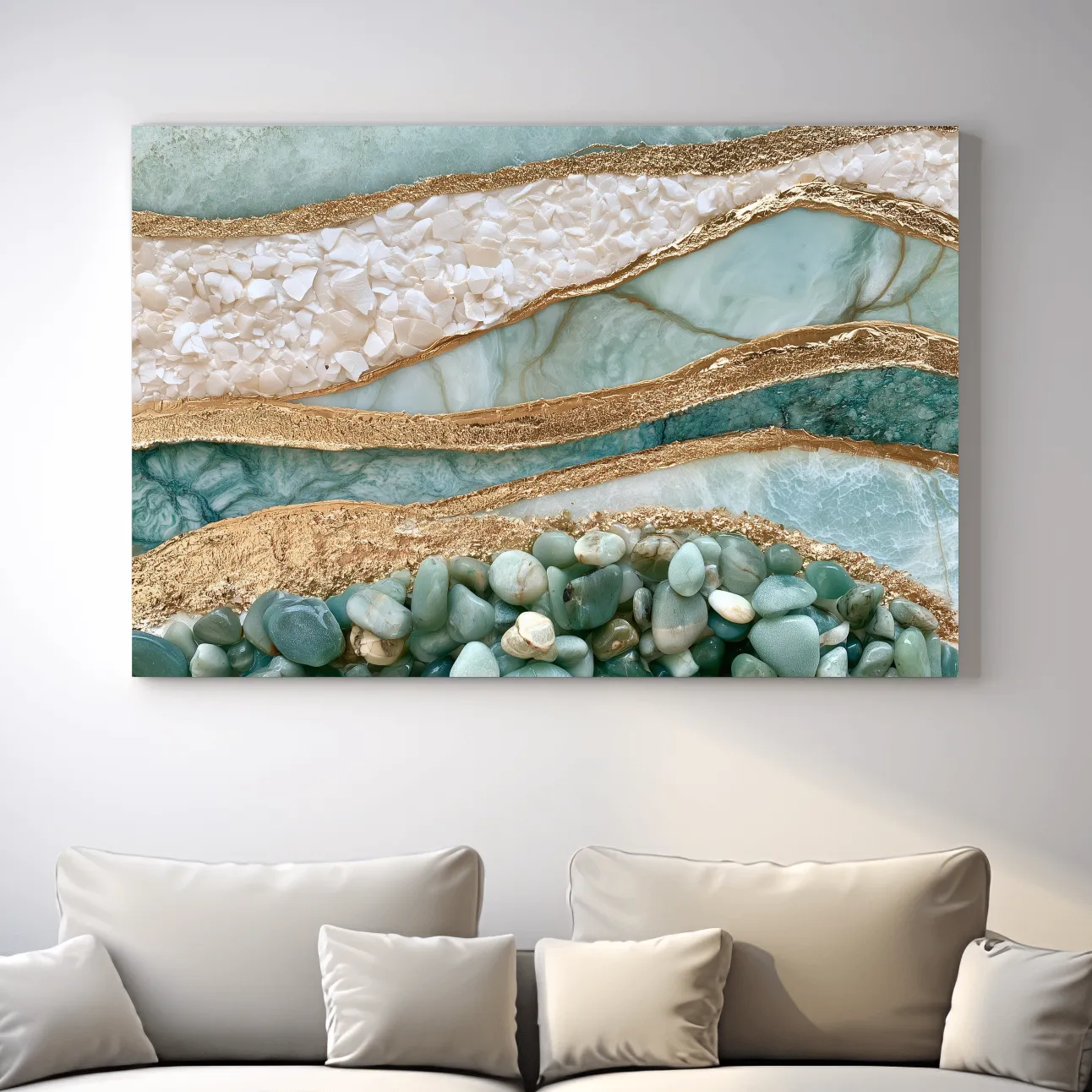 Sea Glass Pebble and Stone Strata - Abstract Natural Wall Art