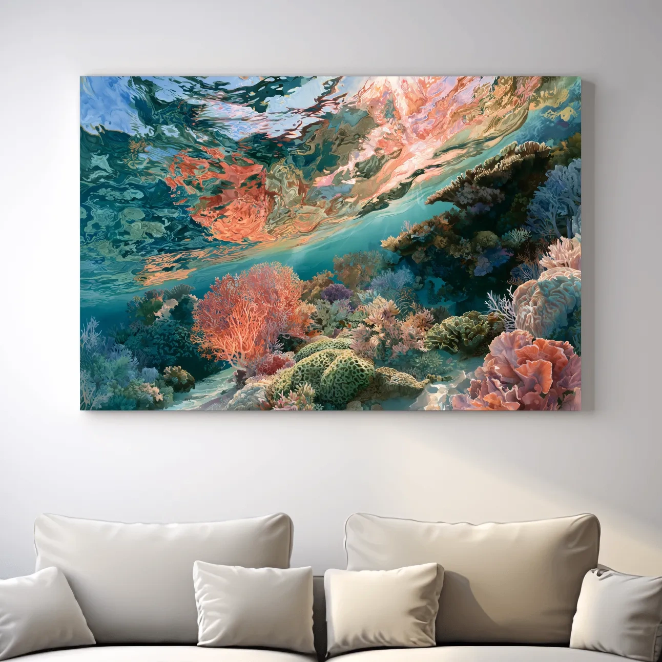 Vibrant Coral Reef Painting - Underwater Artwork