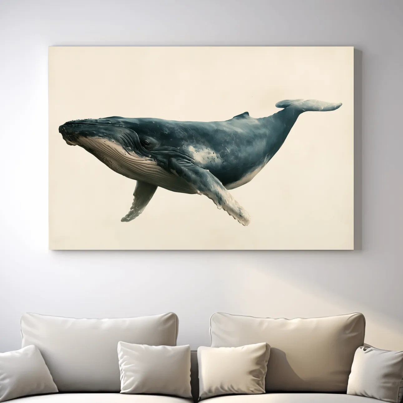 Minimalist Humpback Whale Illustration - Hamptons Marine Life Wall Art
