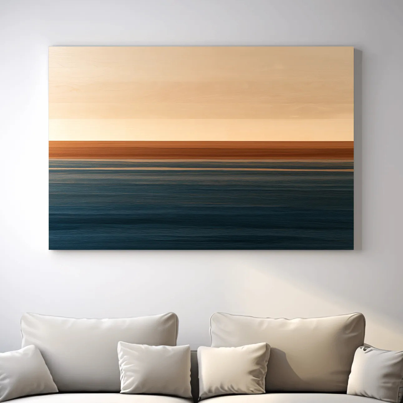 Minimalist Ocean Horizon - Mixed Media Seascape Wall Art