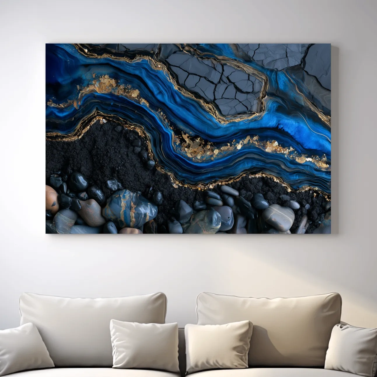Oceanic Geode Pebble Strata - Abstract Natural Stone Wall Art